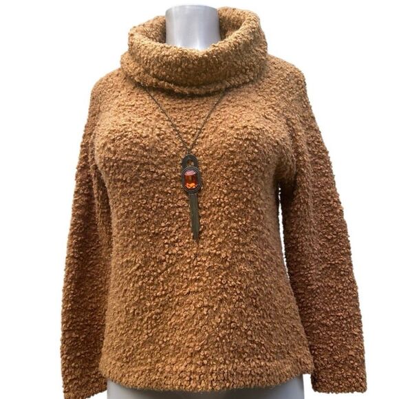 Pink Rose Knubby Sweater Women's Small Mustard Textured Boucle Knit Pullover - Picture 1 of 14